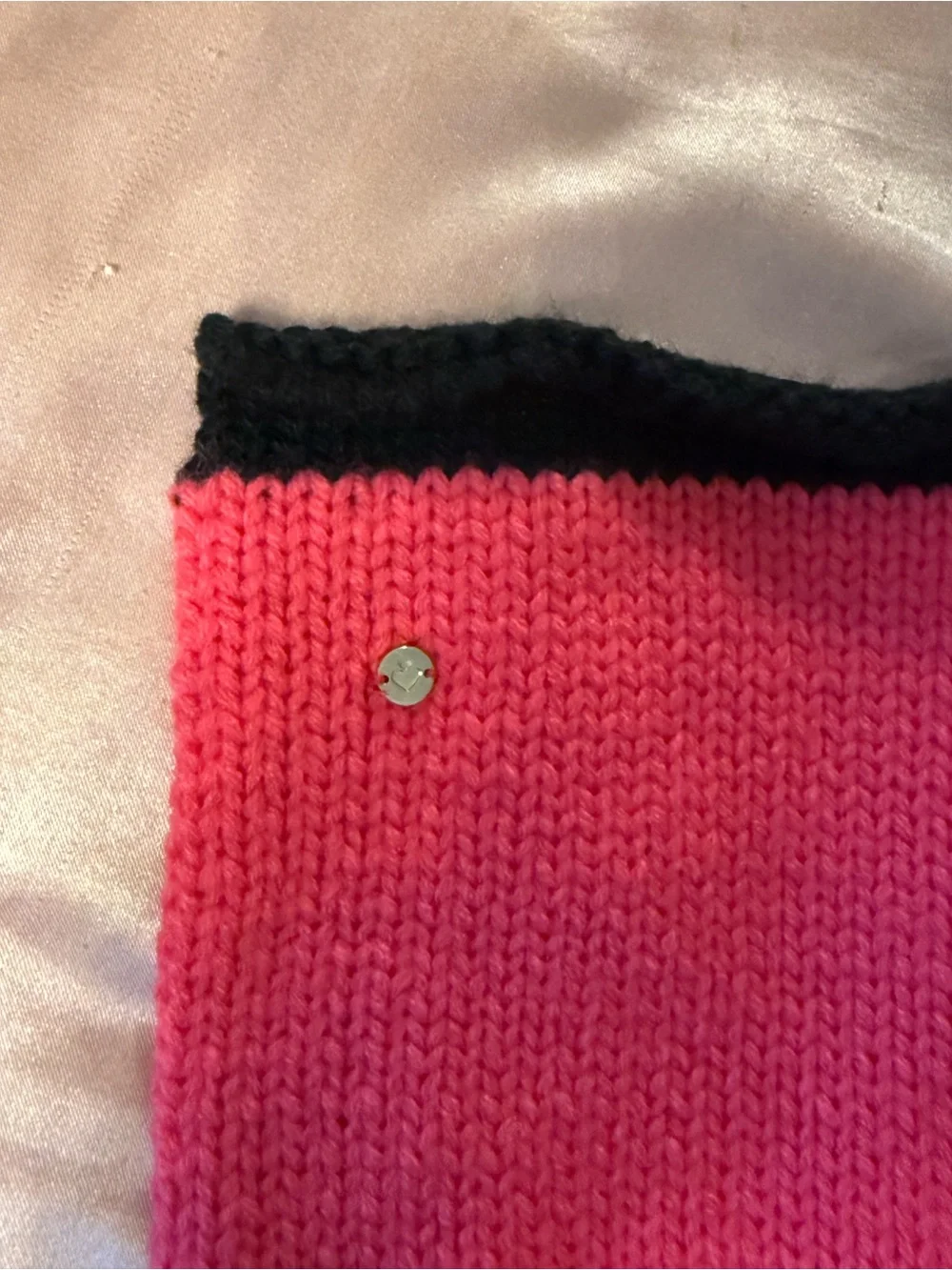 kate spade Hot Pink and Black Knit Glove & Scarf Set